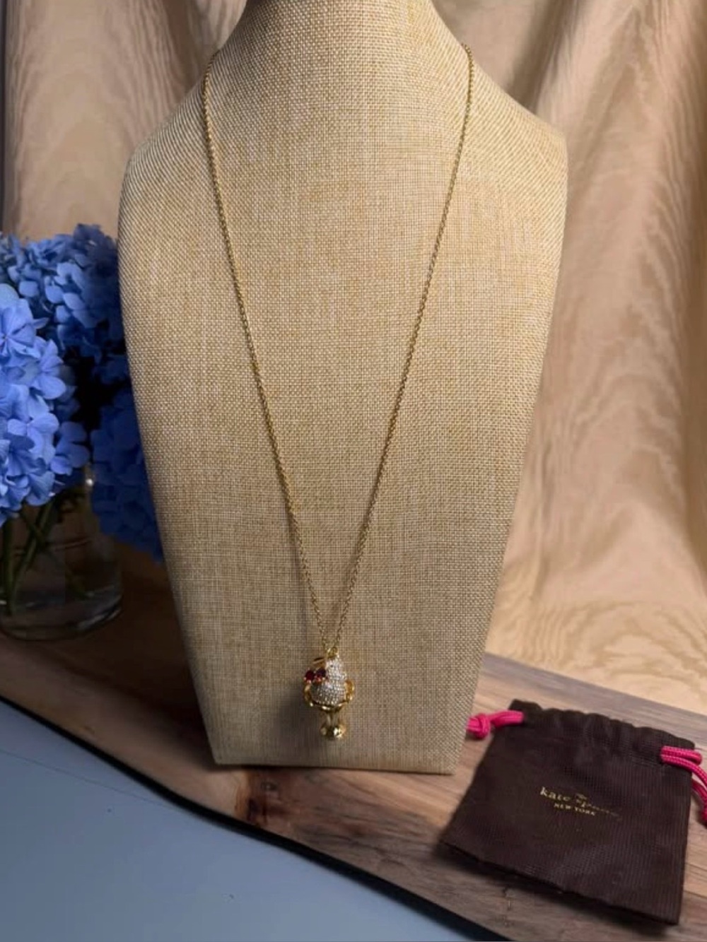 Kate Spade NY Whimsical Crystal Embellished Ice Cream Cone Necklace/dust bag
